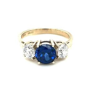 14k WG Lab. Sapphire/Cz Ring